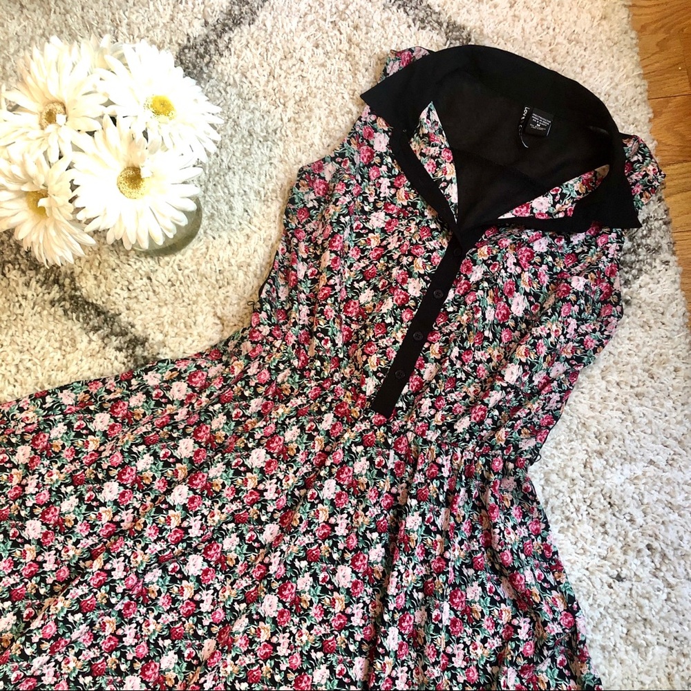🌿Floral Fit and Flare Skater Dress with Collar